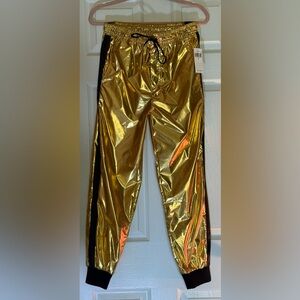 Shiny Gold Metallic Track Pants